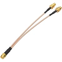 SUPERBAT SMA Splitter Cable SMA Male to Dual SMA Female Cable SMA Adapter V Type 50ohm 15cm(6 inches) WiFi Antenna Adapter Co
