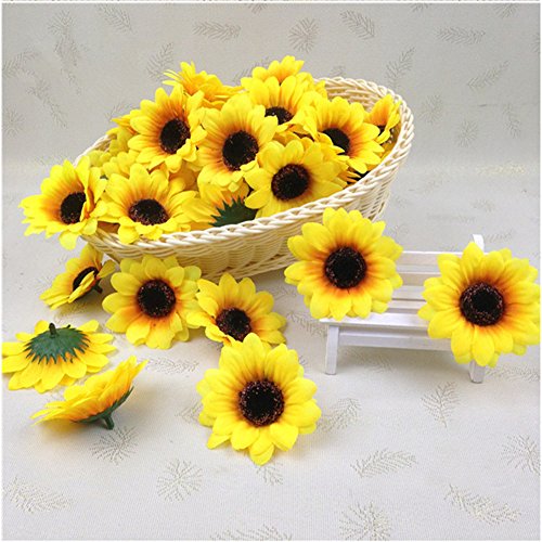 SallyFashion Artificial Flowers Heads/Gerbera Daisy Flowers Heads/Silk Sunflowers Sun Flower Heads for DIY Wedding Party (2.8\