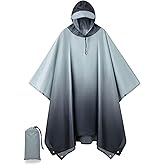 POWINSUN Hooded Rain Poncho for Adult, Waterproof Lightweight Raincoat for Hiking Camping