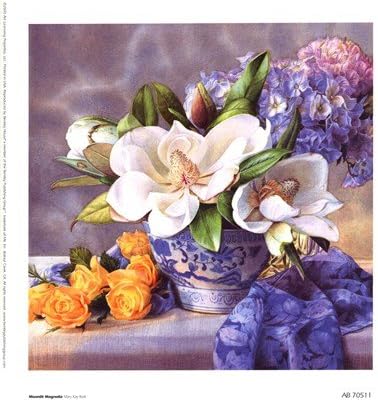 Moonlit Magnolia by Mary Kay Krell - 7x7 Inches - Art Print Poster
