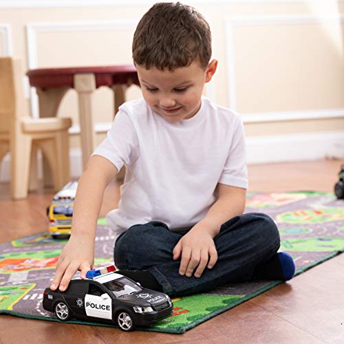 Toy To Enjoy Friction Powered Police Car with Light & Sounds - Heavy Duty Plastic Vehicle Toy for Kids & Children - Openable Doors, Detailed Interior - Thumbnail 3
