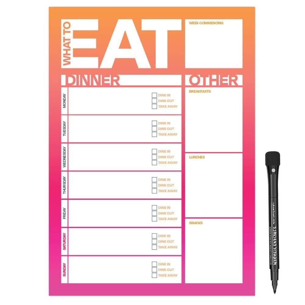 Magnetic A4 Weekly Meal Planner and Shopping List for Fridge, Whiteboard or Office with Dry Erase Bold Design - Get Organised and Reduce Stress