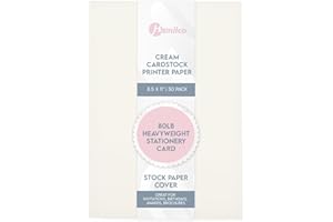 Cream Colored Cardstock Printer Paper By Hamilco (50-Pack)- 8.5 x 11” Thick Card Stock For Card Making- 80lb Heavyweight Stationery Card Stock Paper Cover- Great For Invitations, Birthdays, Brochures