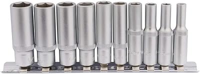 Draper 10 Pc 1/4" Drive Metric Deep 6 Point Socket Set Chrome Vanadium Metal