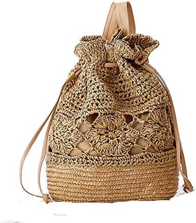Handmade Straw Bag Casual Summer Holiday bagpack Weaving Bucket Beach Double Shoulder