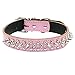 Didog Leather Padded Spiked Studded Dog Collar for Small Medium Dogs- Pink 12-15