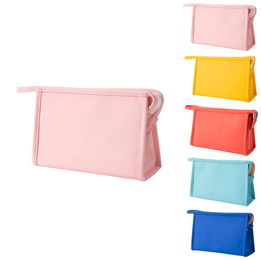 LYDZTION Makeup Bag Cosmetic Bag for Women, Portable Travel Bag PU Leather Waterproof Toiletry Bag Beauty Zipper Makeup Organizer Bag(Pink) : Beauty