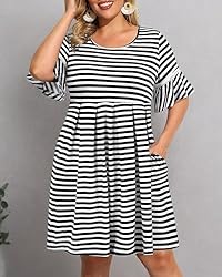 Pinup Fashion Striped Dress for Women Plus Size