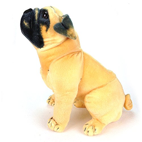 KateDy Stuffed Animal Pug Dog Lifelike Puppy Best Real Friends For Kids Adults,Alive Real Pets Dog Plush Toy For Home Office Nursery Bed Sofa Desk Door Decoration(11.8"H)