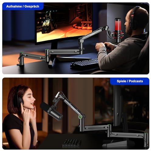 Aokeo AK-58i Low Profile Microphone Stand Arm for HyperX QuadCast, SoloCast, Elgato Wave, Shure SM7B, Blue Yeti, Blue Snowball, Broadcast, Studio Program Recording