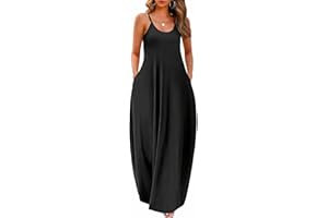 Wolddress Womens 2024 Casual Sleeveless Sundress Plus Size Loose Plain Long Summer Beach Maxi Dress with Pockets S-5X