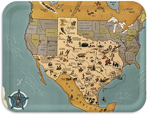 Trays4Us Texas Humorous 1948 16x12 inches (Large) Map Serving Tray - 70+ Different Designs