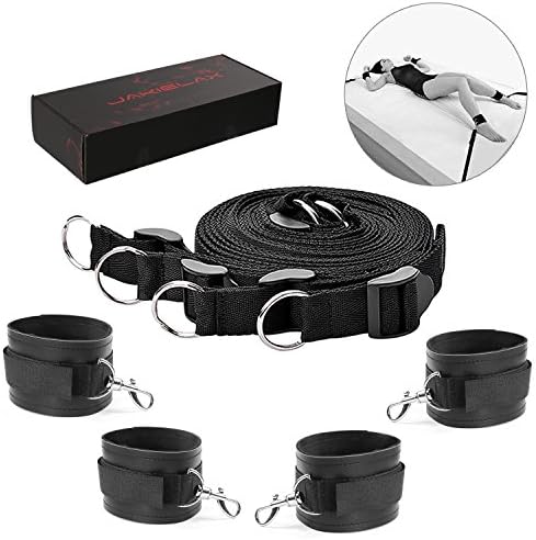 JAKIELAX Bed Restraints Kit Straps Ties Exercise Bands with Adjustable PU Leather Cuffs
