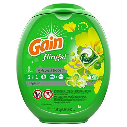 Gain flings! Laundry Detergent Liquid Pacs, Original, 81 Count - Packaging May Vary