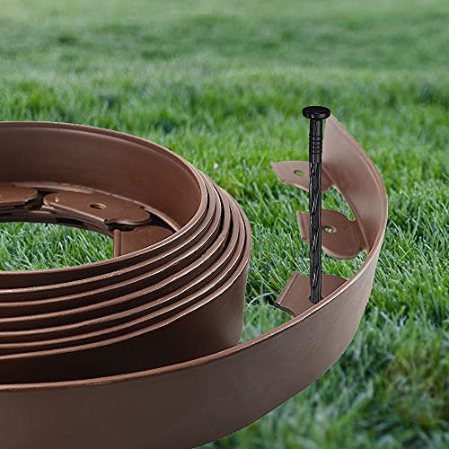 20 Ft Landscape Edging Kit, Brown Garden Edging Border with 20 Edging