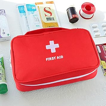 Amazon Sefuu 薬ケース 救急収納バッグ 家庭 職場 アウトドア等 常備薬収納ポーチ 薬箱 お風呂 銭湯グッズ 化粧ポーチ 小物入れ レッド スポーツ アウトドア
