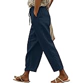 Acelitt Women Casual Lightweight Drawstring Elastic Waist Pants with Pockets, S-XXL