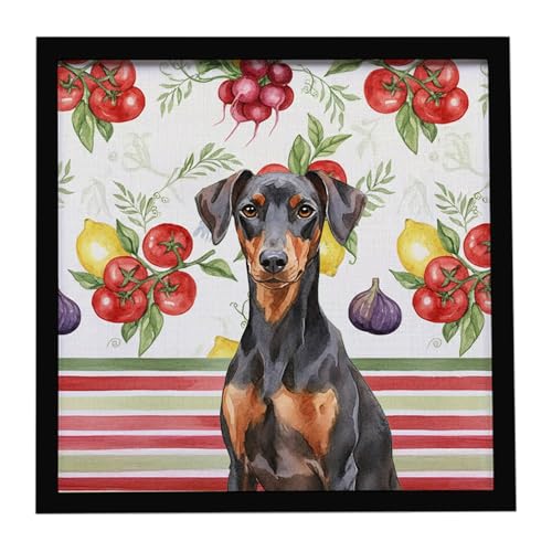Caroline's Treasures German Pinscher Vegetables Framed Metal Print Bathroom, Ki…