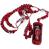 Santa Muerte thread rosary. Rosario de hilo de la Santa Muerte. (Red) Jewelry joyeria accesorios