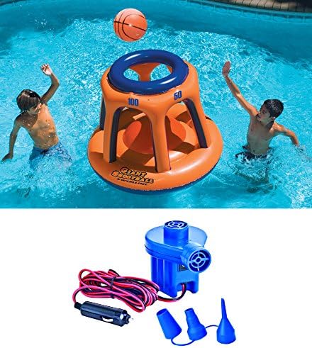 Swimline 90285 Basketball Hoop Shootball Inflatable Pool Toy + Electric Air Pump