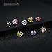 8 Pairs Assorted Color Wholesale Lot Stainless Steel Cubic Zirconia CZ Stud Earrings, Hypoallergenic (2. 6mm Round - 8 Colors)