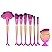 7pcs Mermaid Makeup Brush Set Professional Kabuki Cosmetic Foundation Blending Eyeliner Face Powder Contour Cream Make up Fish Tail Brush Kit BESTLAND (7PCS)