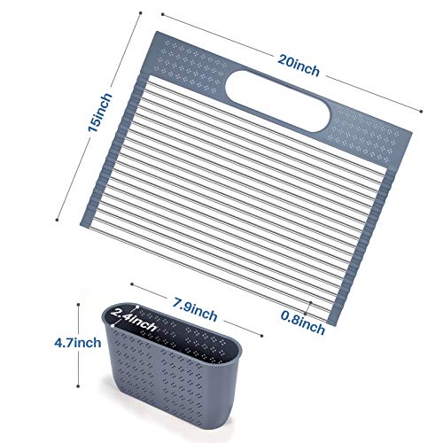 CHENGXI Over The Sink Roll Up Dish Drying Rack, 20'' x 15'' Extra Large