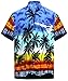 LA LEELA Mens Hawaiian Shirts Short Sleeve Button Down Shirt Men's Shirts Casual Beach Holiday Hawaii Island Shirts for Men Funny L Palm Tree, Blue