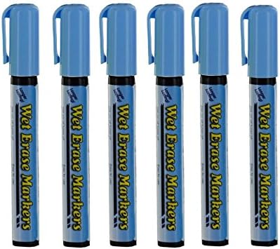 ComeAlong Industries Wet Erase Write-On Board Markers, Blue (Pack of 6)