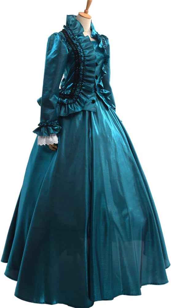 GRACEART Womens Medieval Victorian Fancy Dresses with Crinoline Palace Royal Masquerade Vintage Costume (S, Green) - Image 4