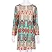 Women Dress,Haoricu Fall Women Retro National Wind Loose Round Neck Dress Clothes (XXXL, Green)