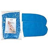 Pana® Brand Reusable *BLUE* Thermal Cloth Insulated Mitts with Velcro for Paraffin Wax Heat Therapy Spa Treatments/Self Tanning