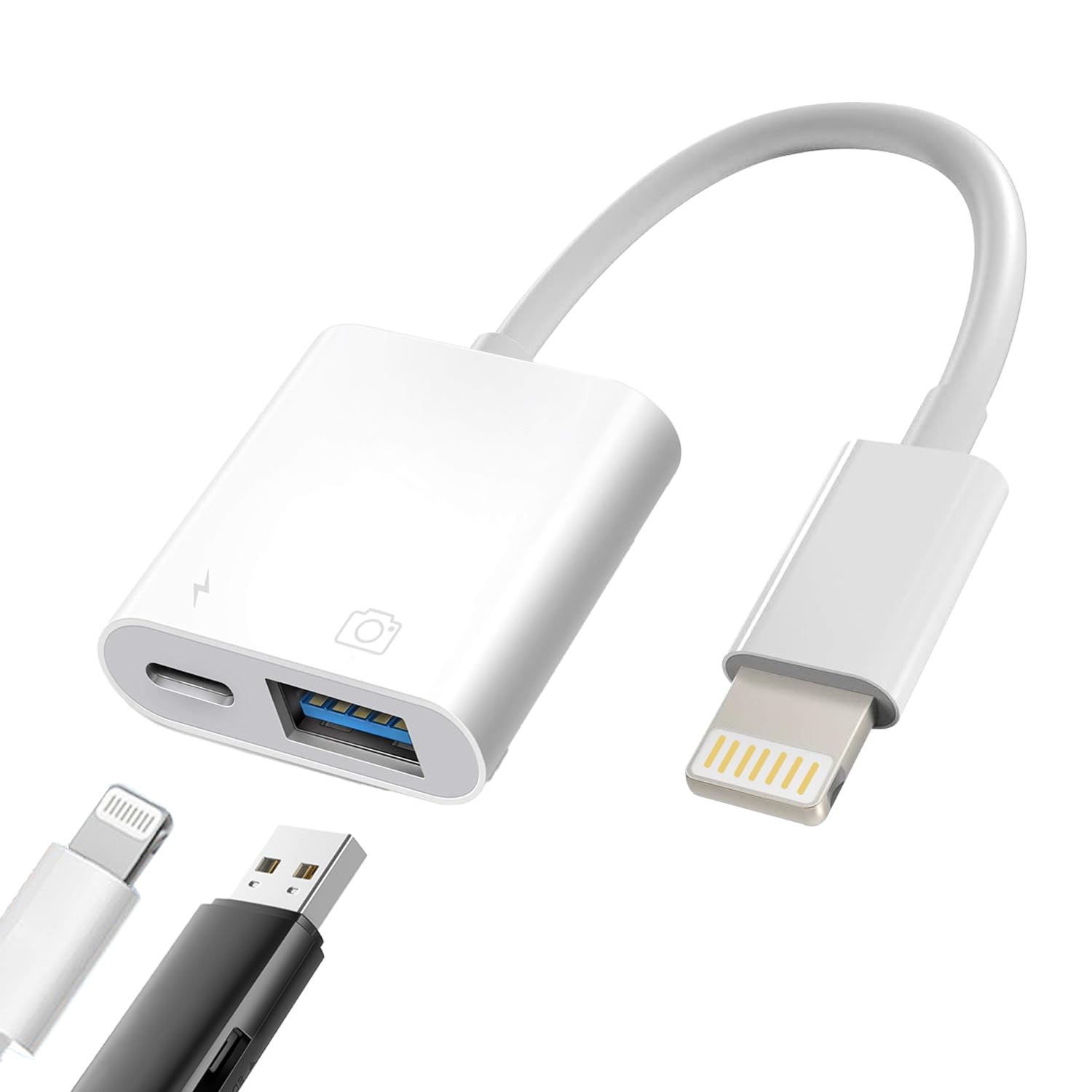 Photo 1 of [Apple MFi Certified] Lightning to USB Camera Adapter with Charging Port for iPhone, High-Speed & Portable USB 3.0 Female OTG Adapter for iPad, Support Flash Drives Keyboard, Plug and Play