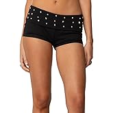 Women Y2k Low Rise Boxer Shorts Vintage Rivet Boy Shorts Fold Over Elastic Waist Hemming Bottoms