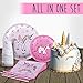 TRENDY BRANDY Unicorn Birthday Party Supplies Set - Pink Tableware Pack Includes Disposable Paper Plates, 9 Oz Cups, Straws, Napkin and Bunting Banner - Serves 12 Guests for Girls