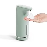 mooas Automatic Foaming Soap Dispenser Milky Touchless Foaming Hand Soap Dispenser, USB Rechargeable Electric Sensor Auto Foam Soap Dipsenser for Bathroom Kitchen Dish Wash Commercial 10.8oz (Mint)