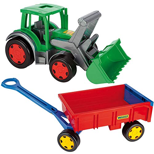 Wader XXL Gigant Traktor g Frontlader incl Anhänger Handwagen Trekker mit Hänger