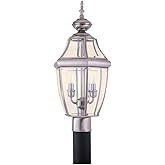 Generation Lighting 8229-965 Lancaster Traditional Two - Light Outdoor Light Post Outside Fixture, Antique Brushed Nickel Fin