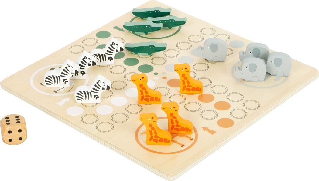 Small Foot 11697 Ludo Safari, made of FSC 100%-certified wood, parlour game for the whole family for ages 4+ years multi-coloured