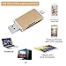 Fixget 3 in 1 USB Memeory Card Reader, MiCROSD/TF/SD Card Reader Adapter with Lightning, USB & Micro USB Interfaces, USB/Lightning Memory Card Reader for Android Device/Mac/PC/iPhone/iPad/iOS - Gold