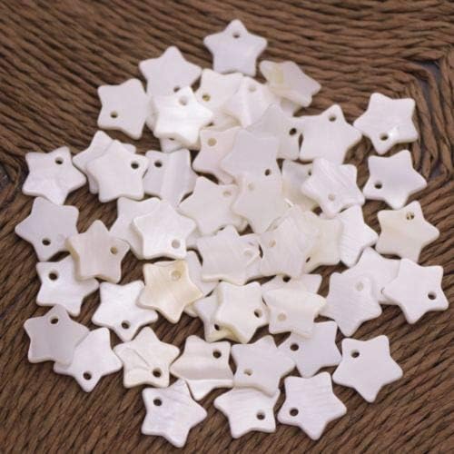 funmall50 PCS Natural Shell Star Charm Mother of Pearl Shell Jewelry Making 12mm