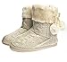 Ladies Slippers Women's Slipper Boot Faux Fur Lined with Pom Poms (Large)