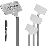 Stainless Steel Plant Labels, Metal Waterproof Plant Markers,Height 12.75 in, Label Area 2.5 in*1.25 in resuable Nursery Tags for Vegetables herb Flower Seed Green House- 20-Pack