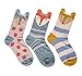 ProEtrade Womens Wool Socks Cabin Thermal Heavy Thick Soft Warm Fuzzy Novelty Winter Snowflake Socks 5 Pack(Red