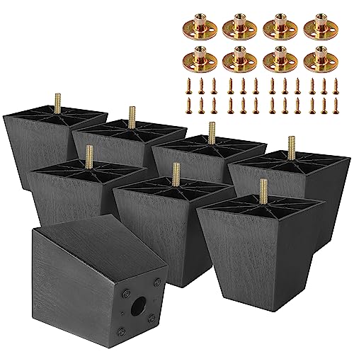 Masendelk 8 x quadratische Kunststoffbeine, 10,2 cm, mit Plattenmuttern, M8–1,25 Gewinde