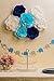 KEY SPRING Paper Flower Decorations (Navy Blue, Light Blue, White, Set of 7), Large Paper Flowers for Wedding, Nursery Wall Decoration, Baby Shower, Bridal Shower