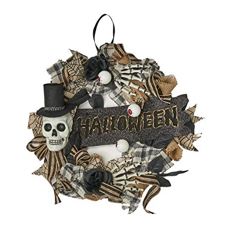 Worth Imports 18" Halloween Sign and Skull Wreath, Multicolor (4325)