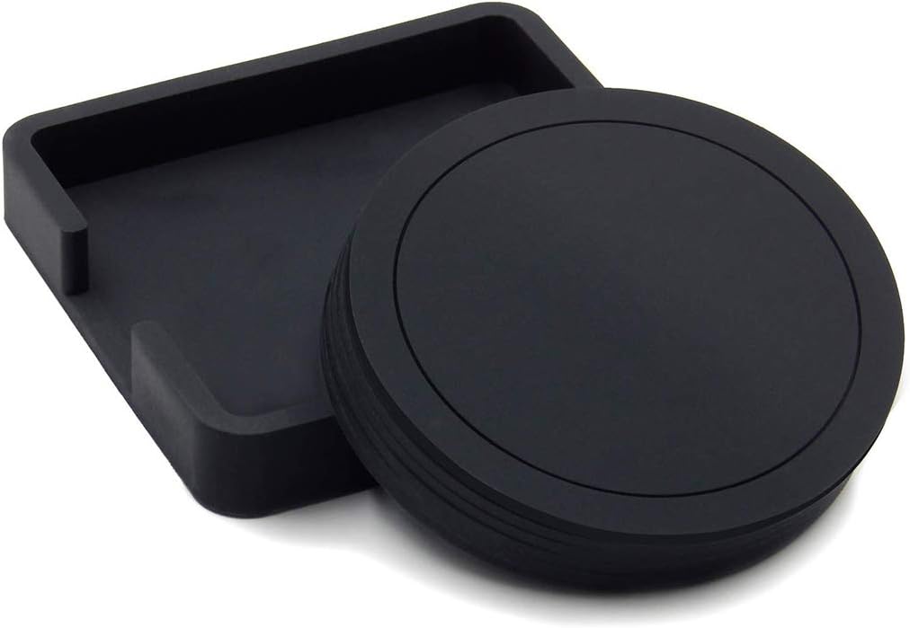 Coaster Black Round Silicone Rubber Cup Pad 6 Piece Set for Home Coffee Beer Mugs Amazon.ca
