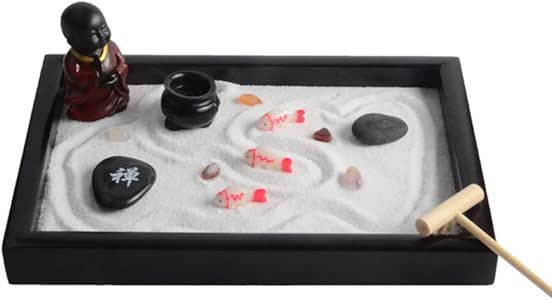 WJSW Mini Kit de Mesa de Arena de meditación Estatua de Monje pequeño
