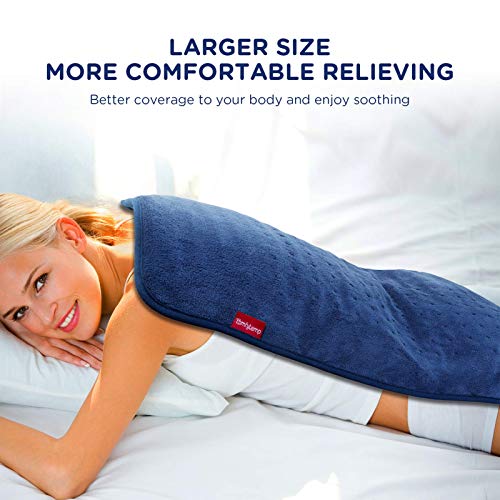 Large Heating Pad, Comfytemp 17 x 33\'\' XXXL Electric Heating Pad for Back Pain Relief, Extra Large Heat Pad - 6 Heat Levels, 5 Timers with Countdown & Backlight for Shoulders and Cramps, Washable